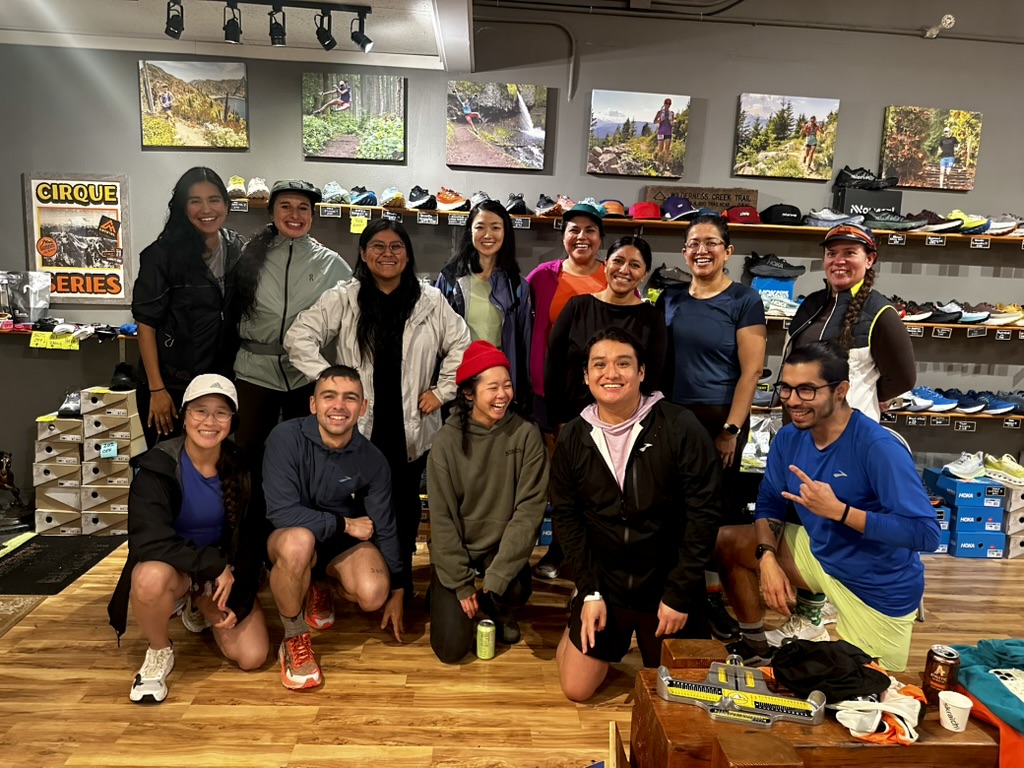 Cielo Running volunteers and race builders gathered at Hyak Passage